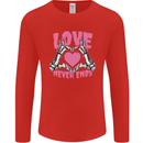 Love Never Ends Gothic Valentine's Day Mens Long Sleeve T-Shirt Red