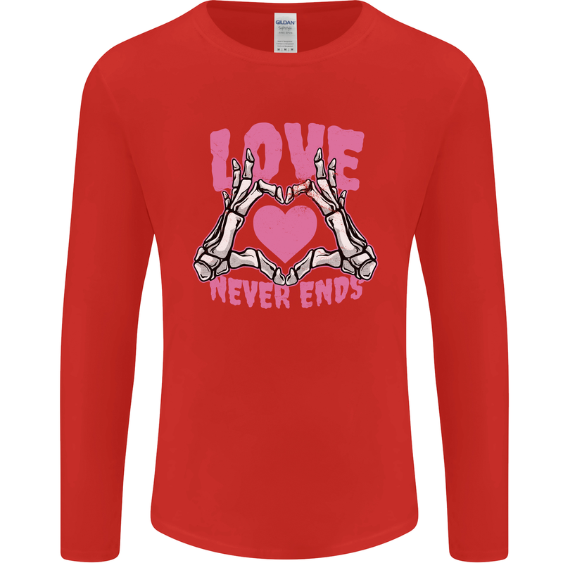Love Never Ends Gothic Valentine's Day Mens Long Sleeve T-Shirt Red