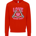 Love Never Ends Gothic Valentine's Day Mens Sweatshirt Jumper Bright Red