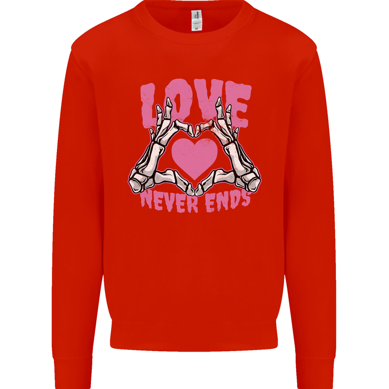 Love Never Ends Gothic Valentine's Day Mens Sweatshirt Jumper Bright Red