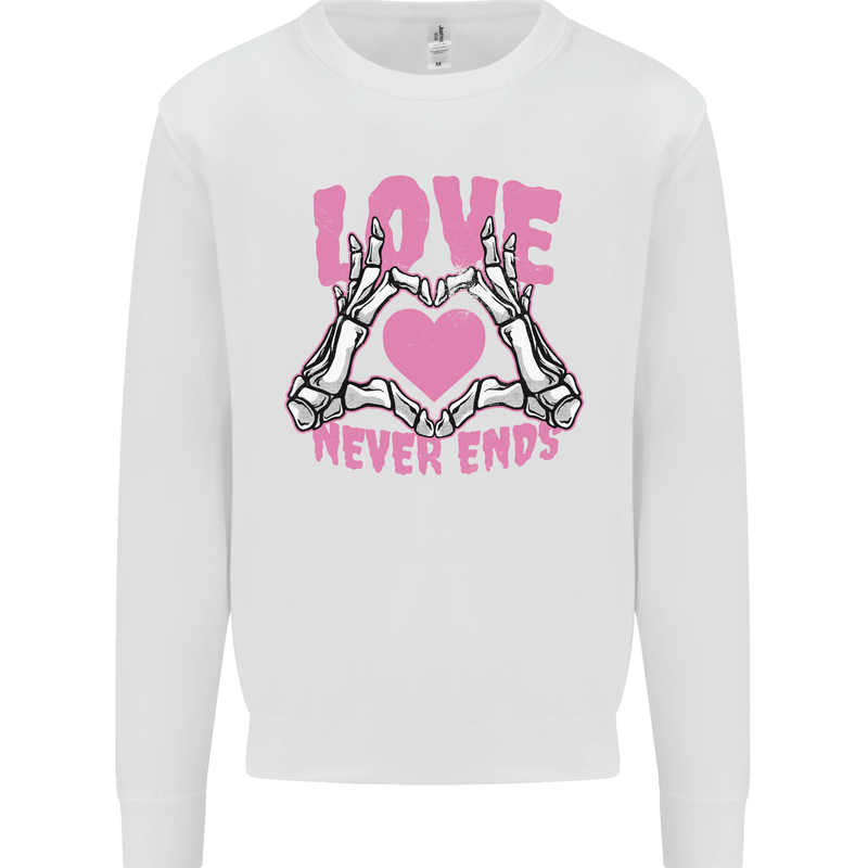 Love Never Ends Gothic Valentine's Day Mens Sweatshirt Jumper White