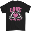 Love Never Ends Gothic Valentine's Day Mens T-Shirt 100% Cotton Black