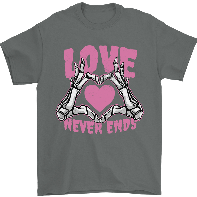 Love Never Ends Gothic Valentine's Day Mens T-Shirt 100% Cotton Charcoal