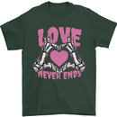 Love Never Ends Gothic Valentine's Day Mens T-Shirt 100% Cotton Forest Green