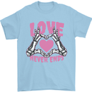 Love Never Ends Gothic Valentine's Day Mens T-Shirt 100% Cotton Light Blue