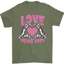 Love Never Ends Gothic Valentine's Day Mens T-Shirt 100% Cotton Military Green