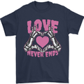 Love Never Ends Gothic Valentine's Day Mens T-Shirt 100% Cotton Navy Blue