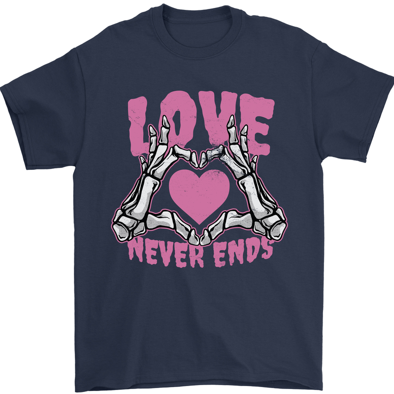 Love Never Ends Gothic Valentine's Day Mens T-Shirt 100% Cotton Navy Blue