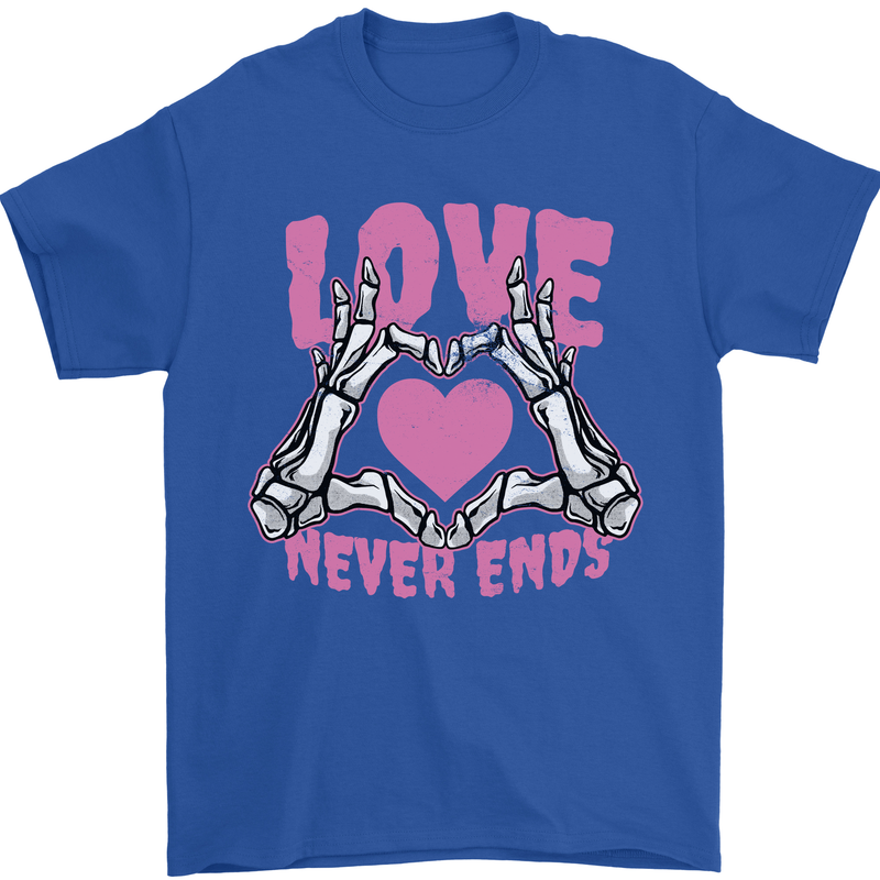 Love Never Ends Gothic Valentine's Day Mens T-Shirt 100% Cotton Royal Blue