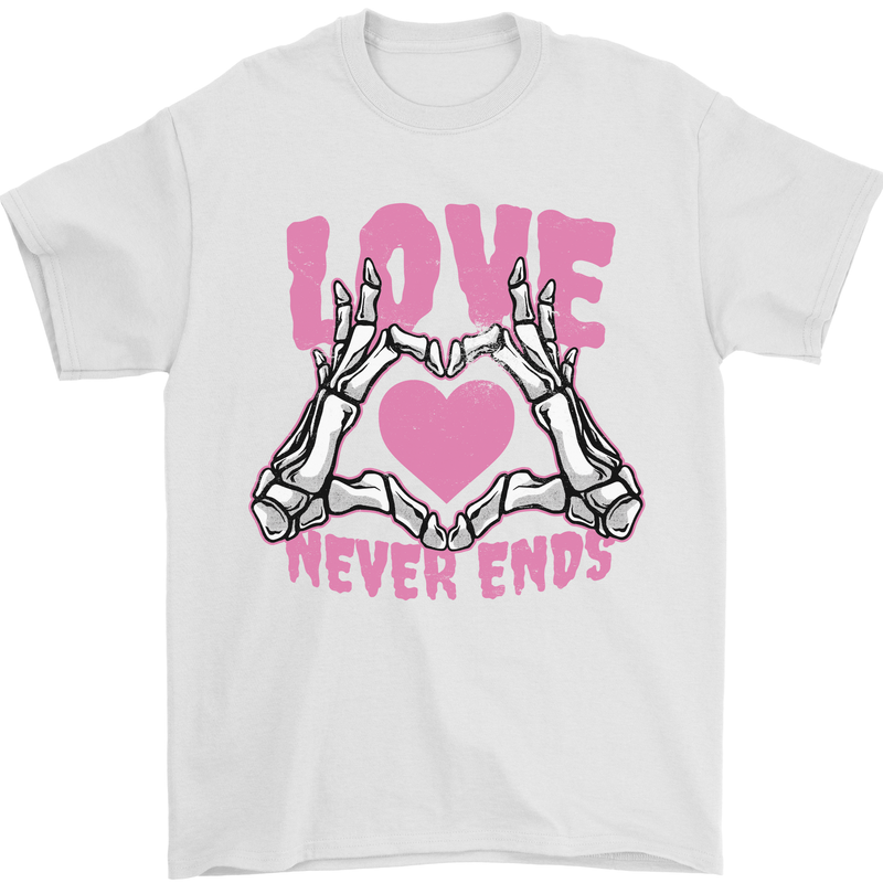 Love Never Ends Gothic Valentine's Day Mens T-Shirt 100% Cotton White
