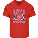 Love Never Ends Gothic Valentine's Day Mens V-Neck Cotton T-Shirt Red