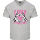 Love Never Ends Gothic Valentine's Day Mens V-Neck Cotton T-Shirt Sports Grey