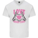 Love Never Ends Gothic Valentine's Day Mens V-Neck Cotton T-Shirt White