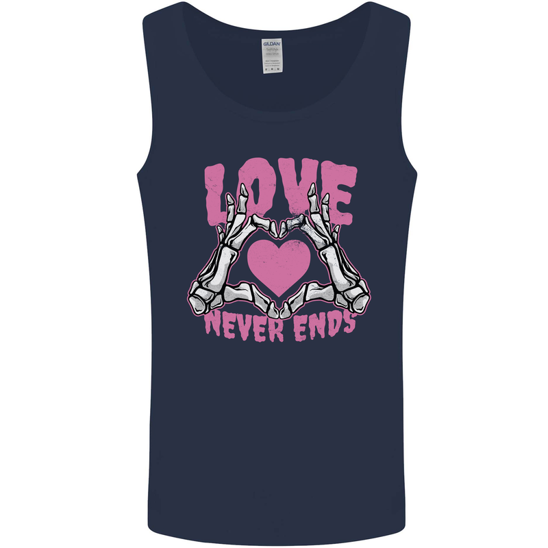 Love Never Ends Gothic Valentine's Day Mens Vest Tank Top Navy Blue