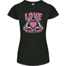 Love Never Ends Gothic Valentine's Day Womens Petite Cut T-Shirt Black