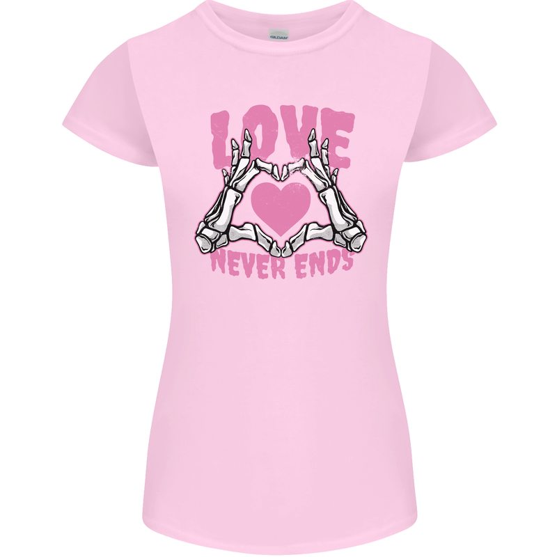 Love Never Ends Gothic Valentine's Day Womens Petite Cut T-Shirt Light Pink