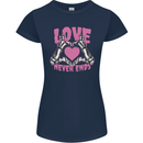 Love Never Ends Gothic Valentine's Day Womens Petite Cut T-Shirt Navy Blue
