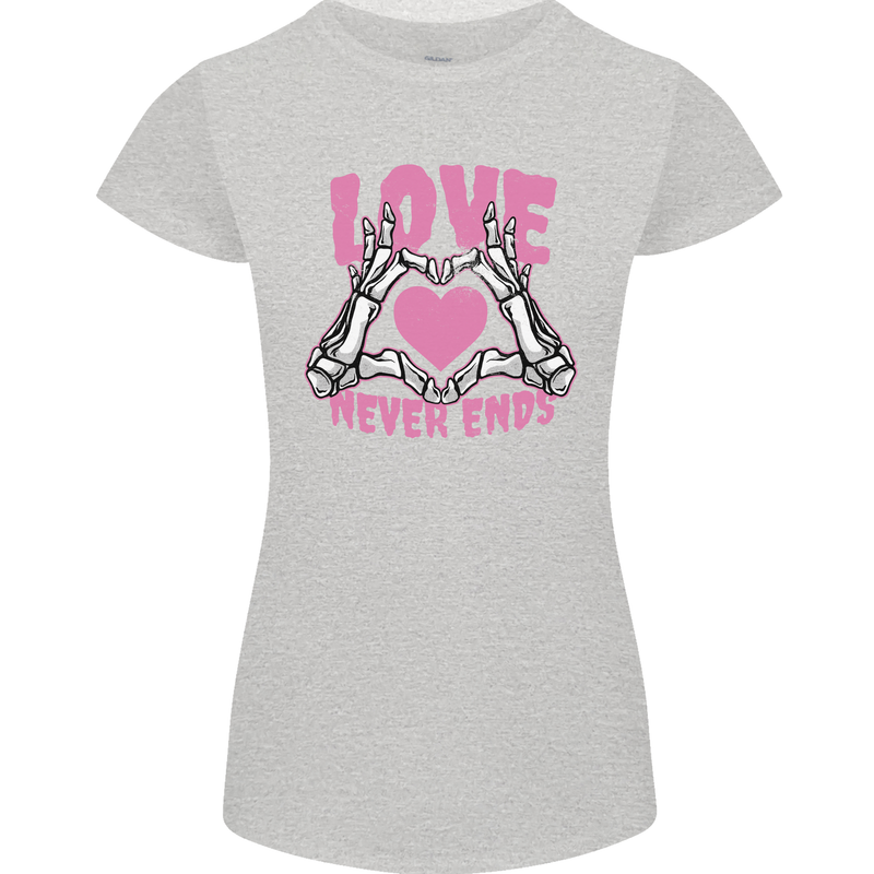 Love Never Ends Gothic Valentine's Day Womens Petite Cut T-Shirt Sports Grey