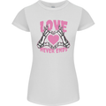 Love Never Ends Gothic Valentine's Day Womens Petite Cut T-Shirt White