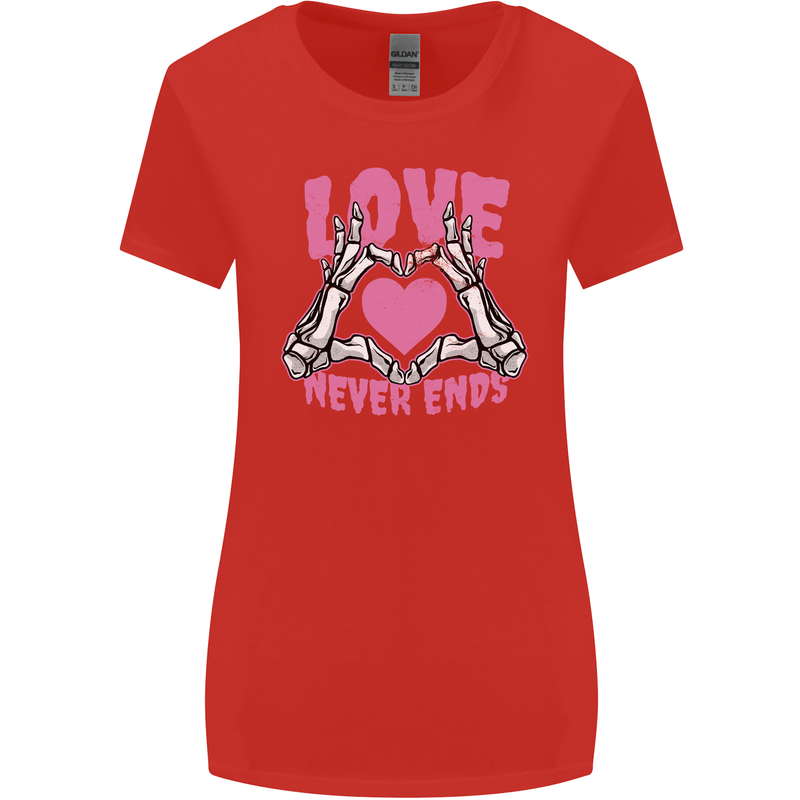 Love Never Ends Gothic Valentine's Day Womens Wider Cut T-Shirt Red