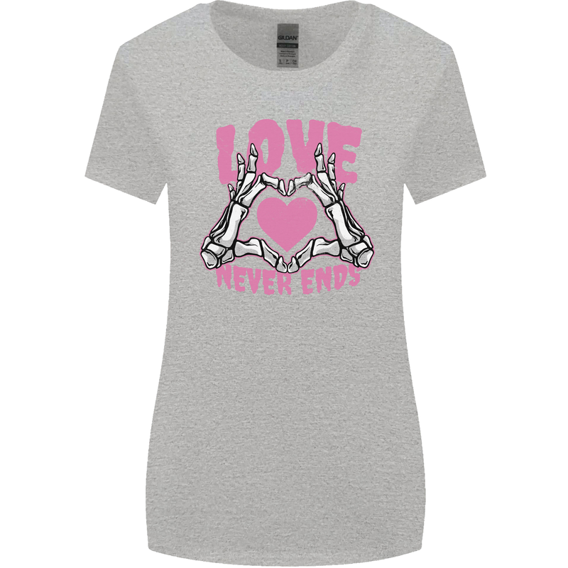 Love Never Ends Gothic Valentine's Day Womens Wider Cut T-Shirt Sports Grey