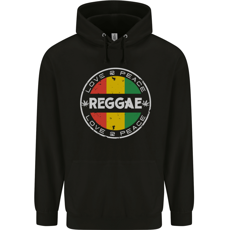 Love Peace Reggae Music Childrens Kids Hoodie Black