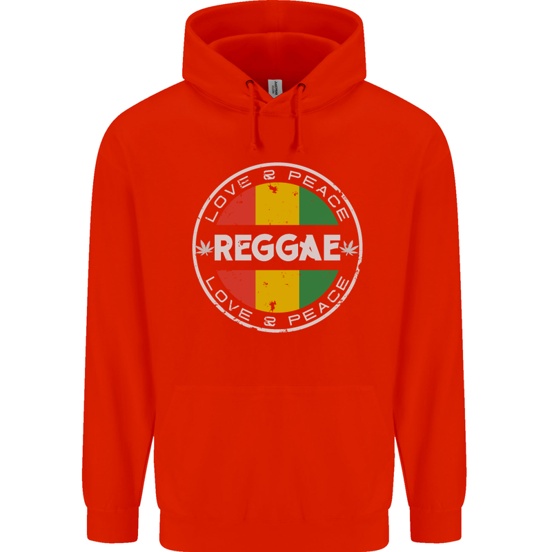 Love Peace Reggae Music Childrens Kids Hoodie Bright Red