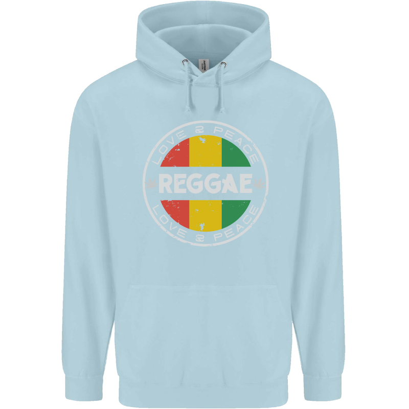Love Peace Reggae Music Childrens Kids Hoodie Light Blue