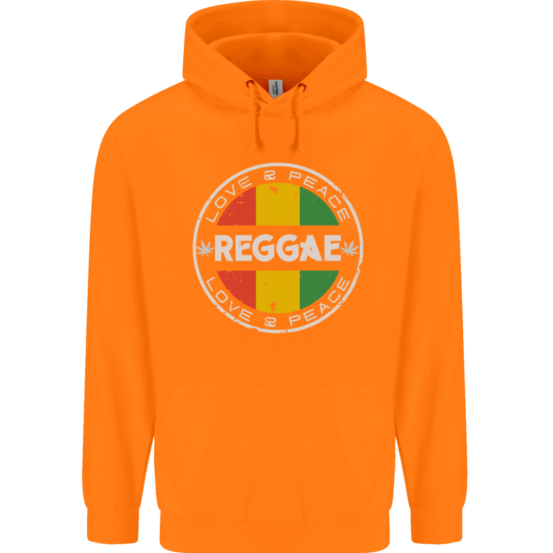 Love Peace Reggae Music Childrens Kids Hoodie Orange