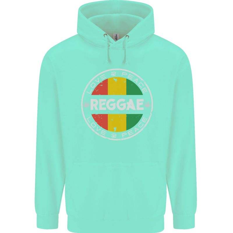 Love Peace Reggae Music Childrens Kids Hoodie Peppermint