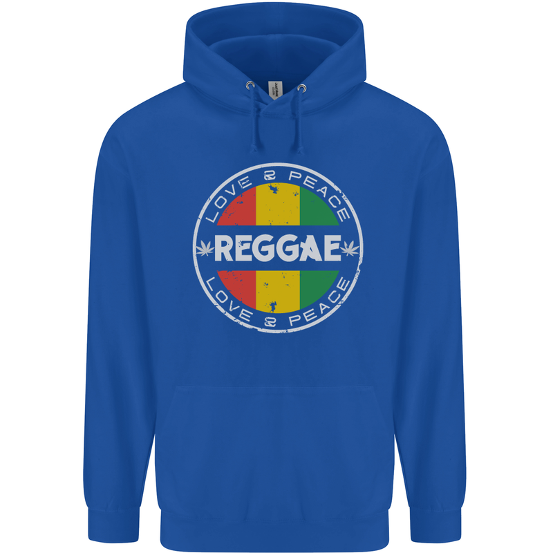 Love Peace Reggae Music Childrens Kids Hoodie Royal Blue
