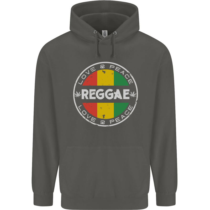 Love Peace Reggae Music Childrens Kids Hoodie Storm Grey