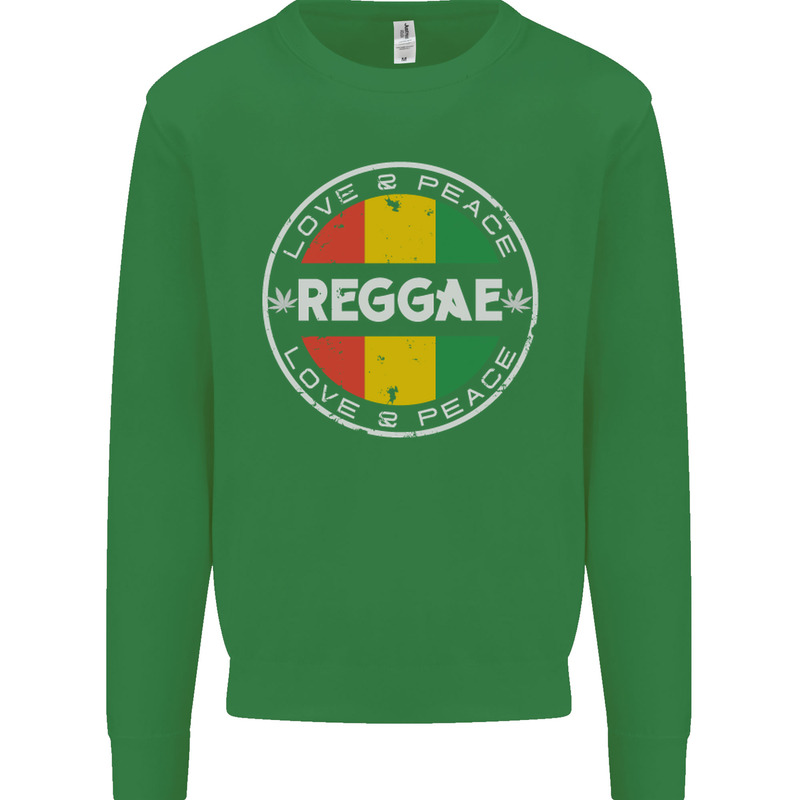 Love Peace Reggae Music Kids Sweatshirt Jumper Irish Green
