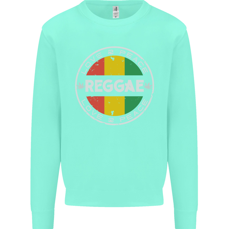 Love Peace Reggae Music Kids Sweatshirt Jumper Peppermint