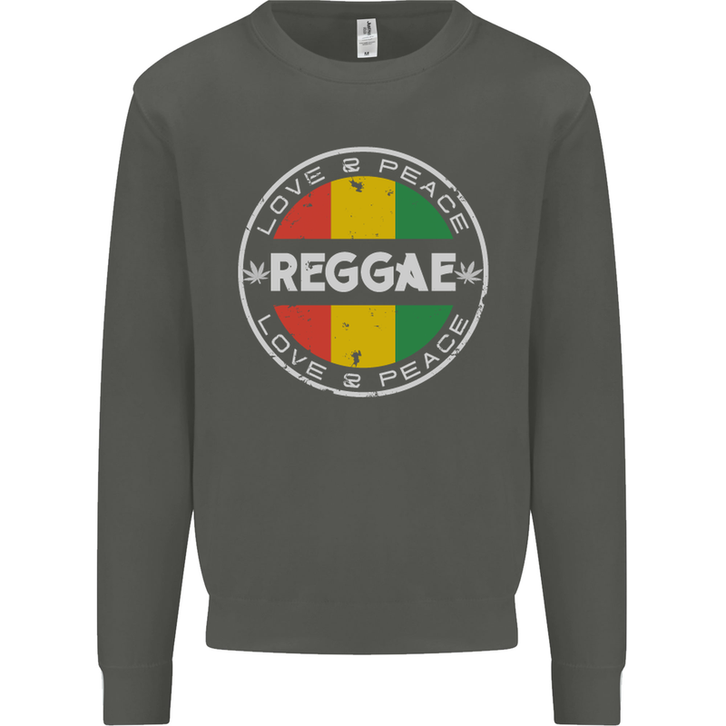 Love Peace Reggae Music Kids Sweatshirt Jumper Storm Grey
