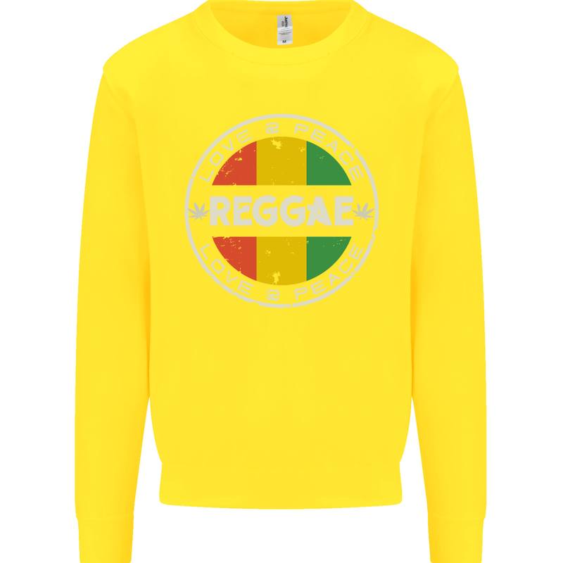 Love Peace Reggae Music Kids Sweatshirt Jumper Yellow