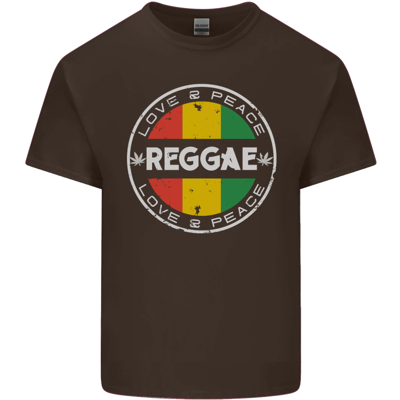 Love Peace Reggae Music Kids T-Shirt Childrens Chocolate