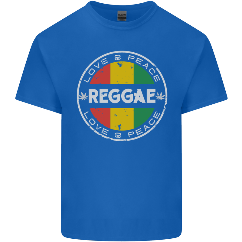 Love Peace Reggae Music Kids T-Shirt Childrens Royal Blue