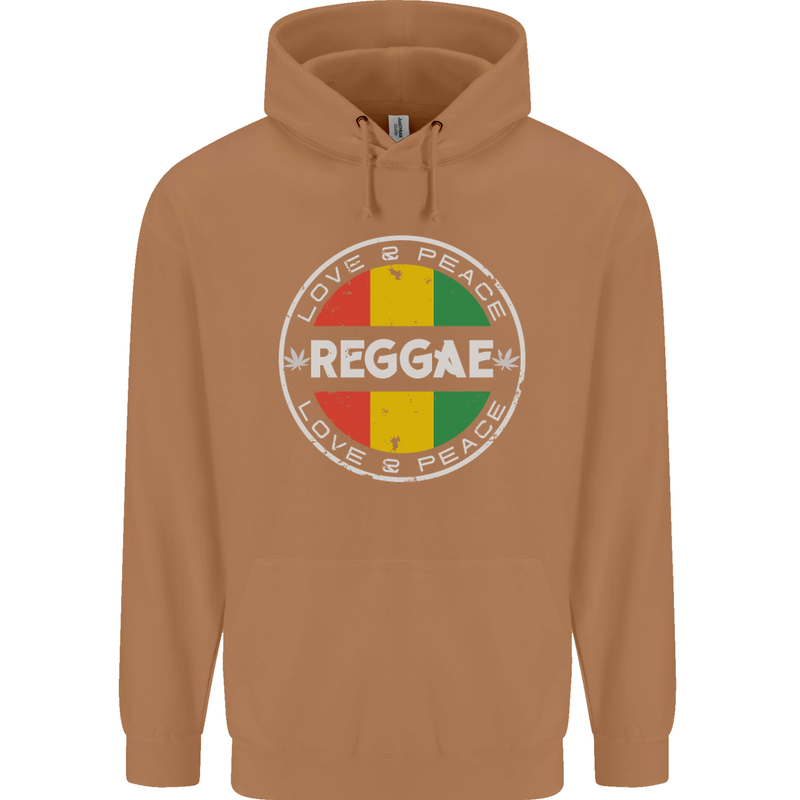 Love Peace Reggae Music Mens 80% Cotton Hoodie Caramel Latte