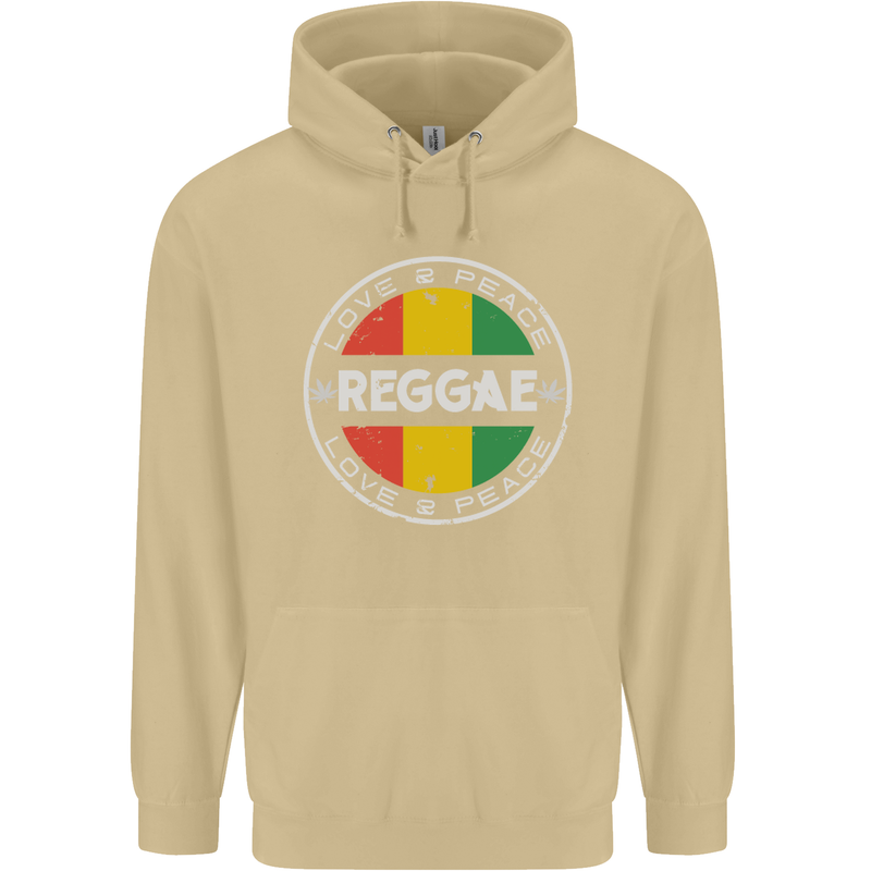 Love Peace Reggae Music Mens 80% Cotton Hoodie Sand