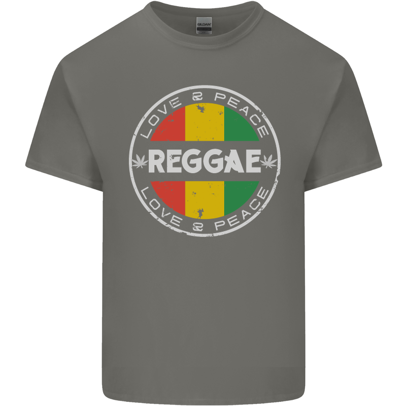 Love Peace Reggae Music Mens Cotton T-Shirt Tee Top Charcoal