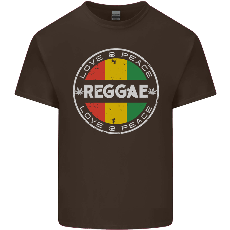 Love Peace Reggae Music Mens Cotton T-Shirt Tee Top Dark Chocolate