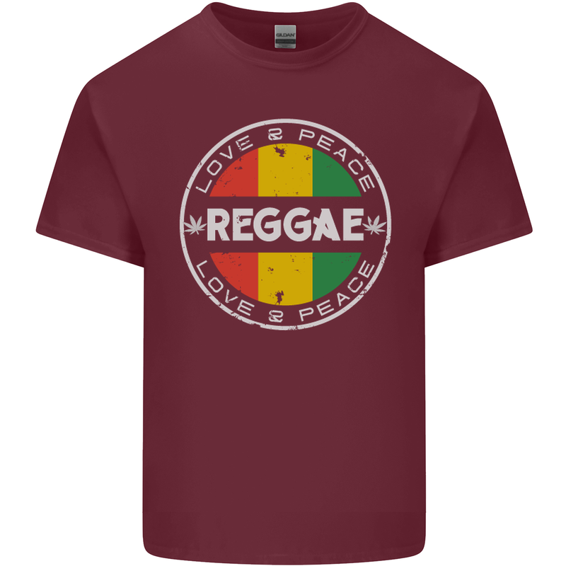 Love Peace Reggae Music Mens Cotton T-Shirt Tee Top Maroon