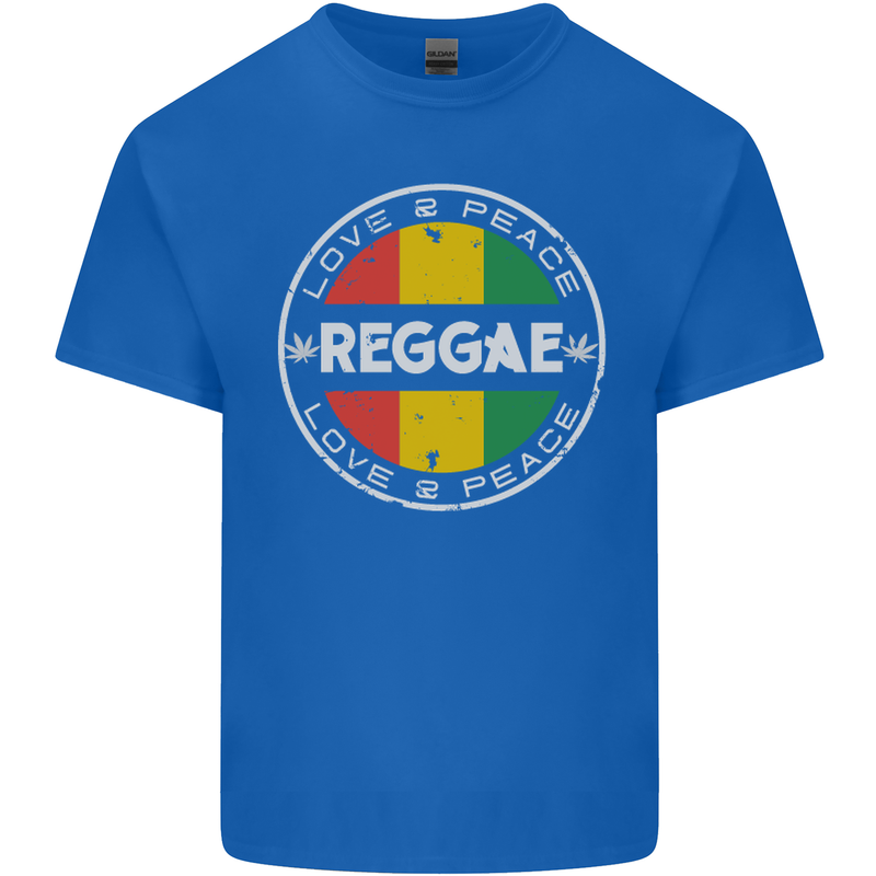 Love Peace Reggae Music Mens Cotton T-Shirt Tee Top Royal Blue