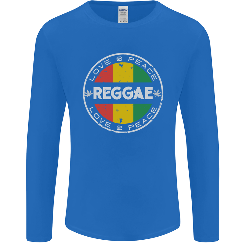 Love Peace Reggae Music Mens Long Sleeve T-Shirt Royal Blue
