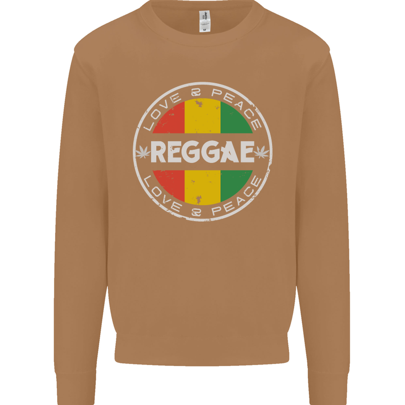 Love Peace Reggae Music Mens Sweatshirt Jumper Caramel Latte