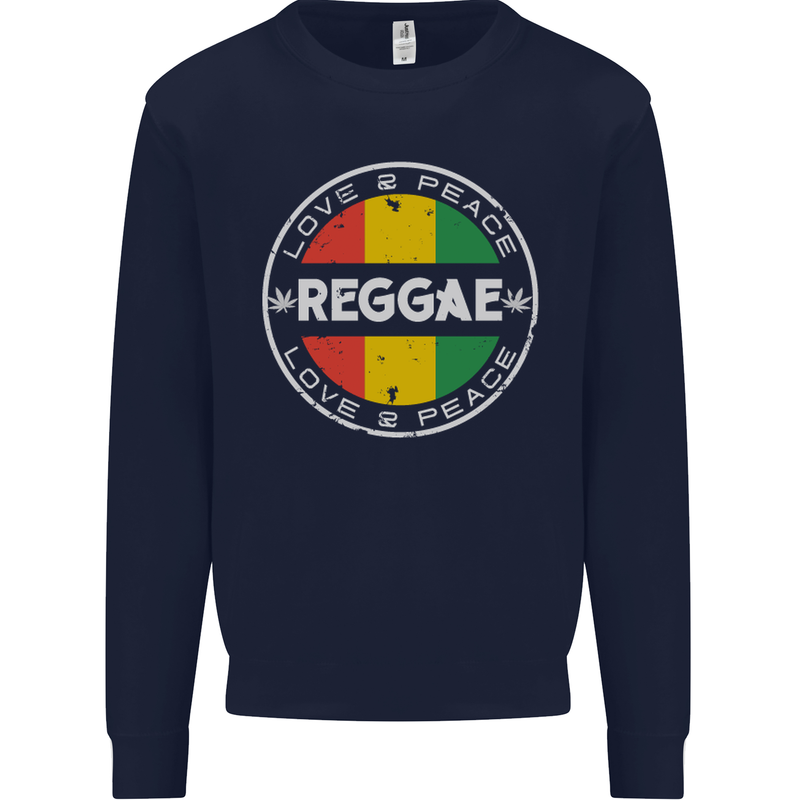Love Peace Reggae Music Mens Sweatshirt Jumper Navy Blue