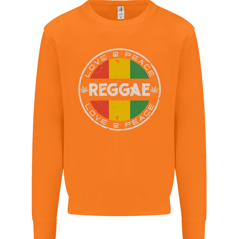 Love Peace Reggae Music Mens Sweatshirt Jumper Orange