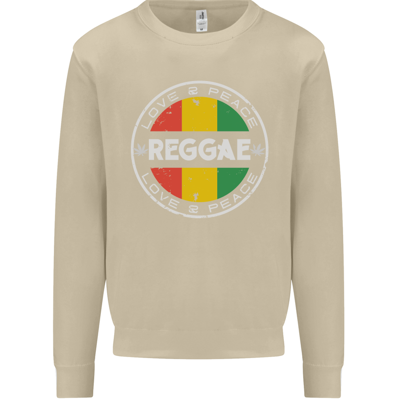Love Peace Reggae Music Mens Sweatshirt Jumper Sand