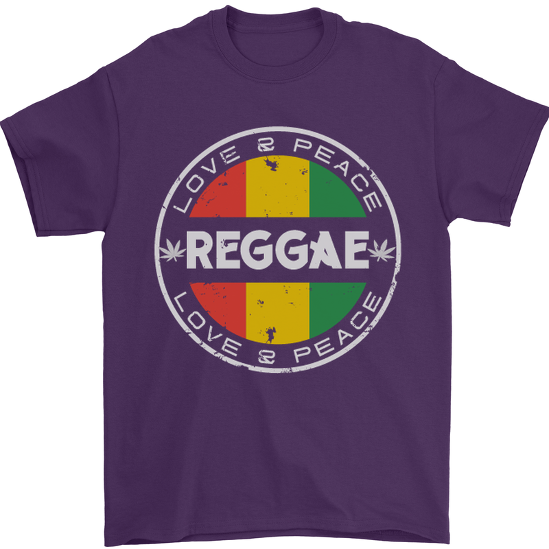 Love Peace Reggae Music Mens T-Shirt Cotton Gildan Purple